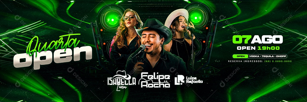 Flyer Carrossel Quarta Open Artistas Social Media PSD Editável