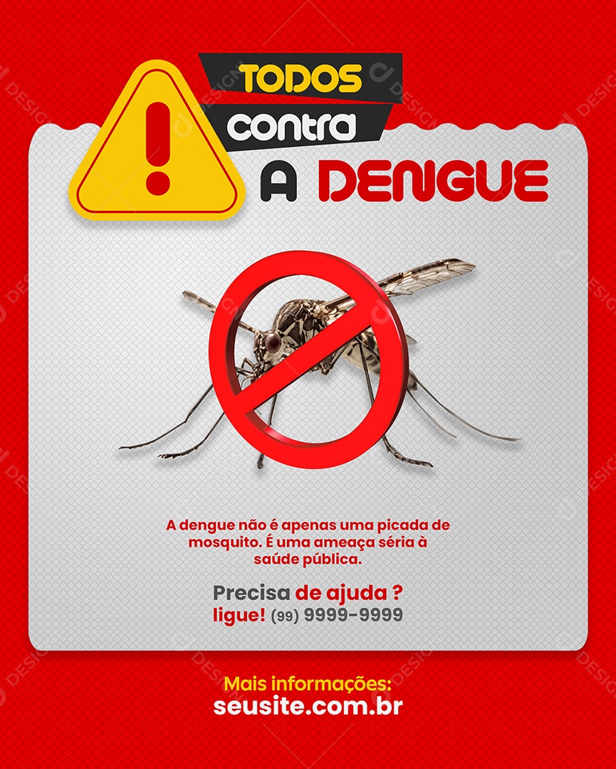 Cartaz Informativo de Campanha Contra Dengue Social Media PSD Editável