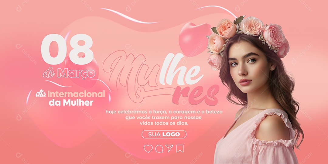 Dia Internacional da Mulher Banner Social Media PSD Editável