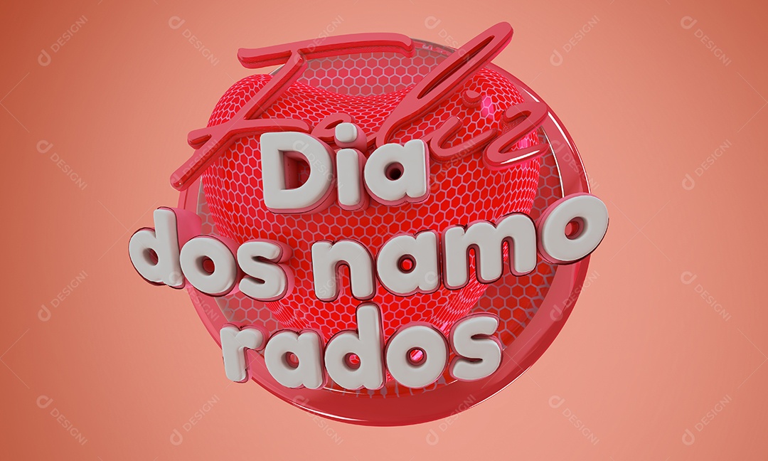 Selo 3D Feliz Dia Dos Namorados para Composição PSD