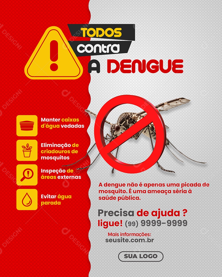 Social Media Alerta Contra Dengue Informativo Social Media PSD Editável