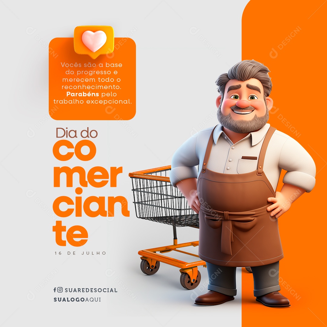Dia do Comerciante 16 de Julho Social Media PSD Editável