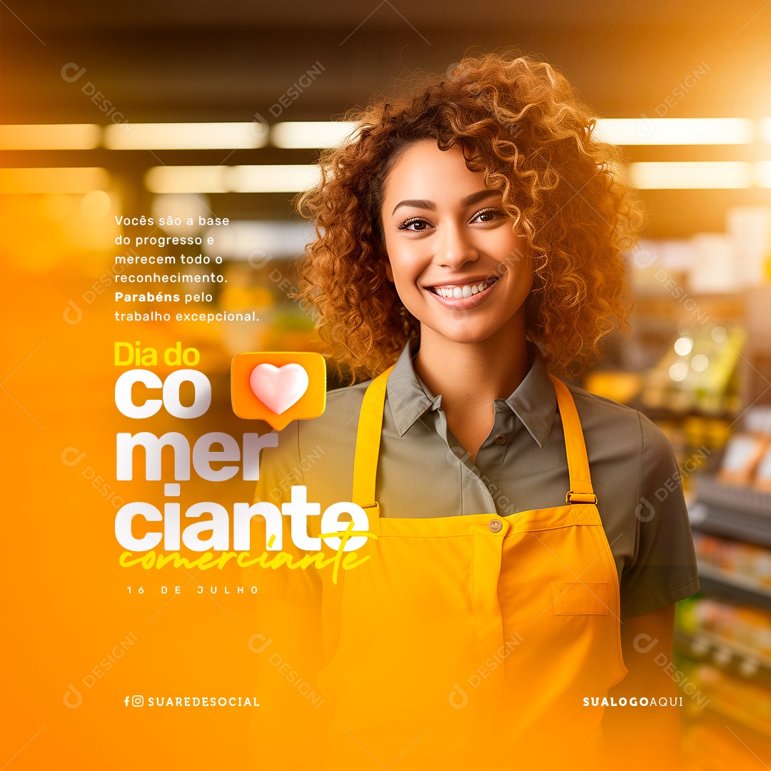Dia do Comerciante 16 de Julho Social Media PSD Editável