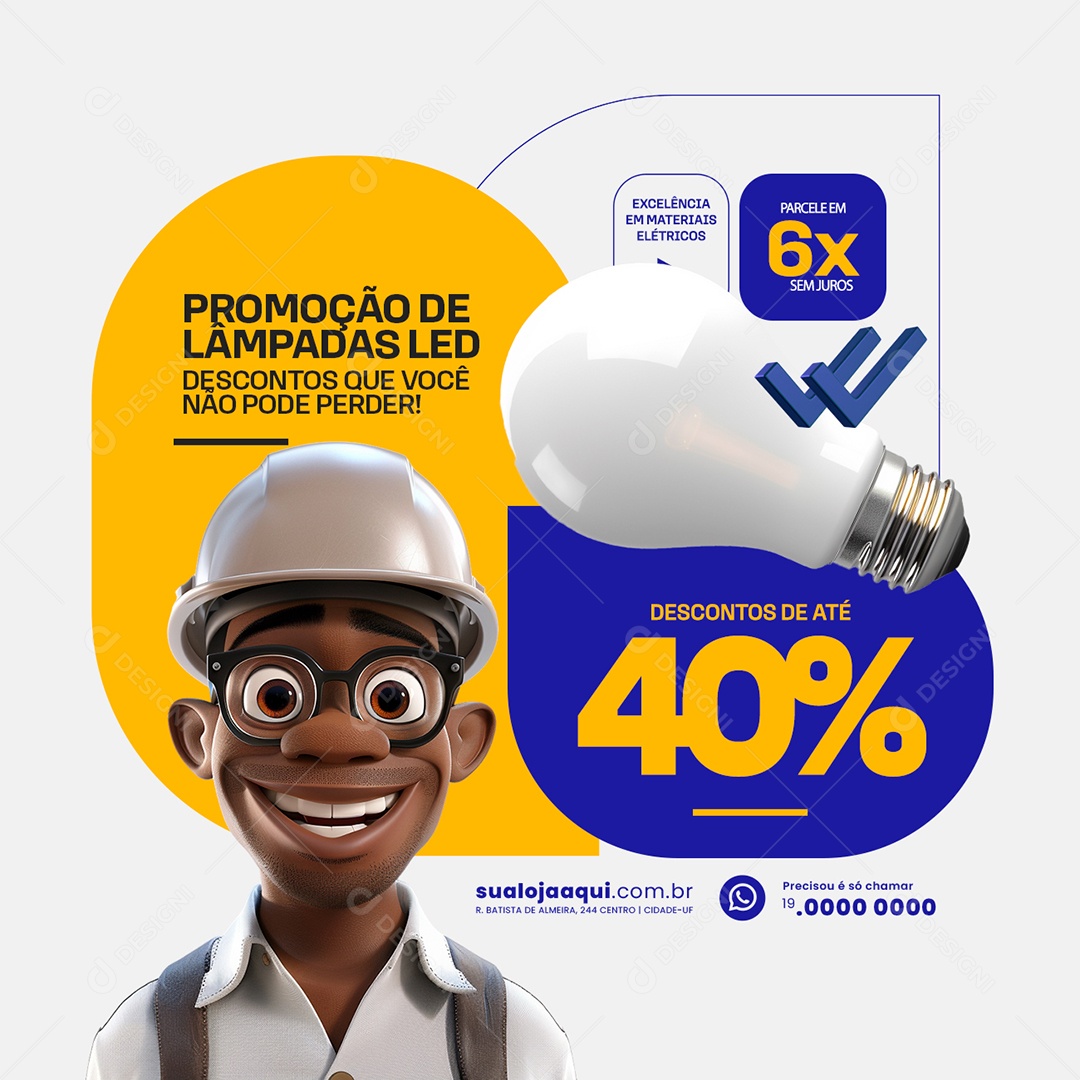 Promoção de Lâmpadas Led Social Media PSD Editável