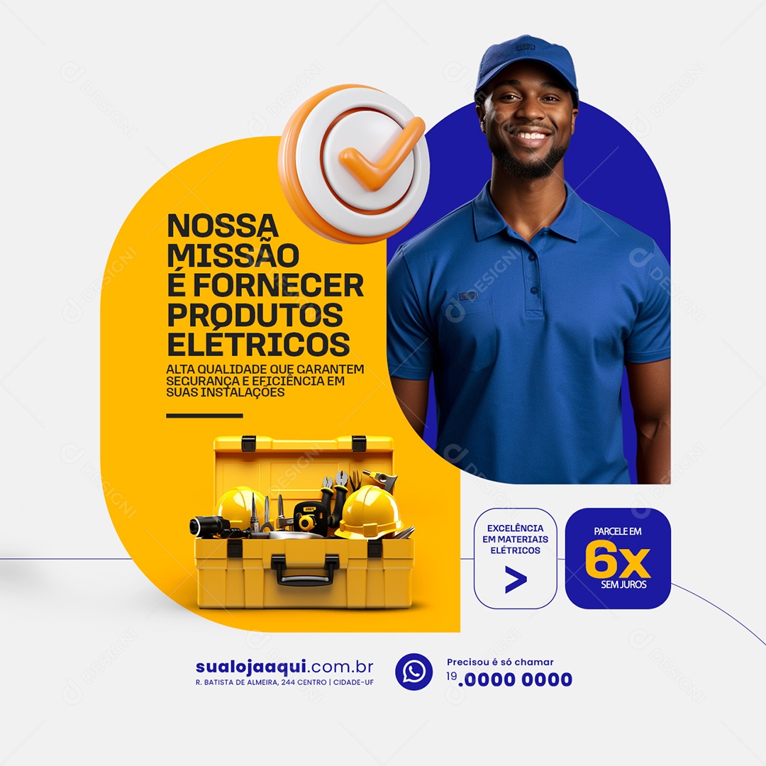 Nossa Missão é Fornecer Produtor Elétricos Social Media PSD Editável