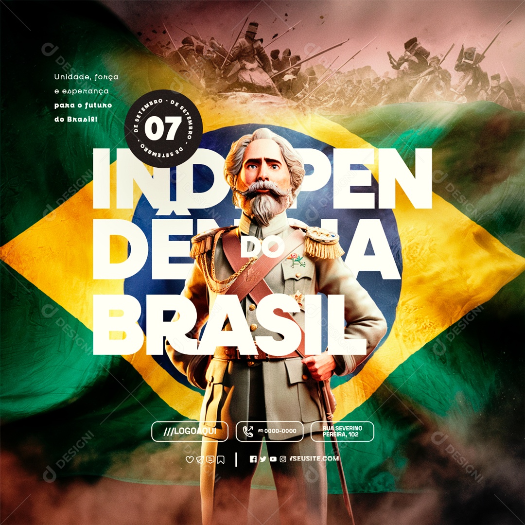 Dia da Independência do Brasil 07 de Setembro para o Futuro Social Media PSD Editável