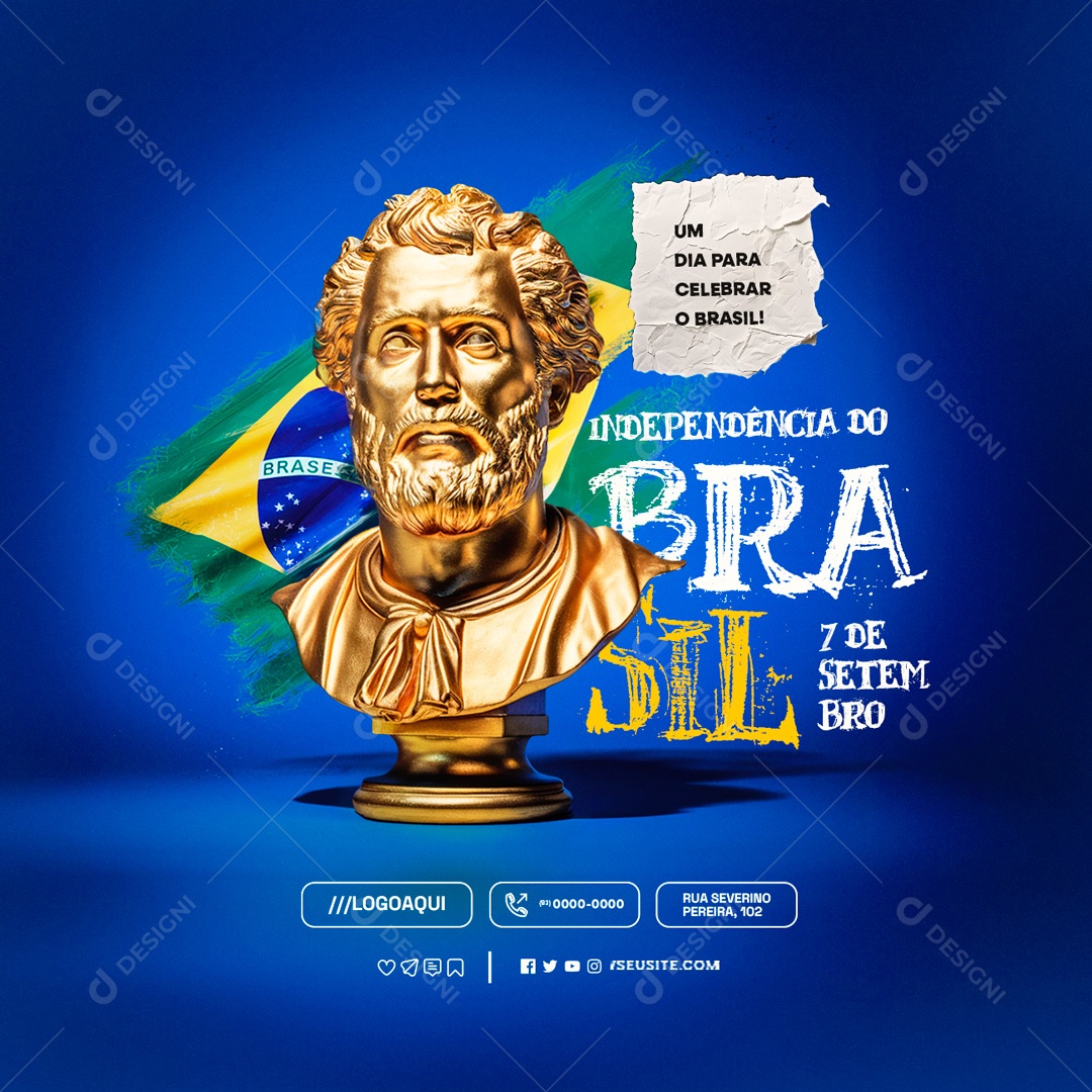 Dia da Independência do Brasil 07 de Setembro Celebrar Social Media PSD Editável