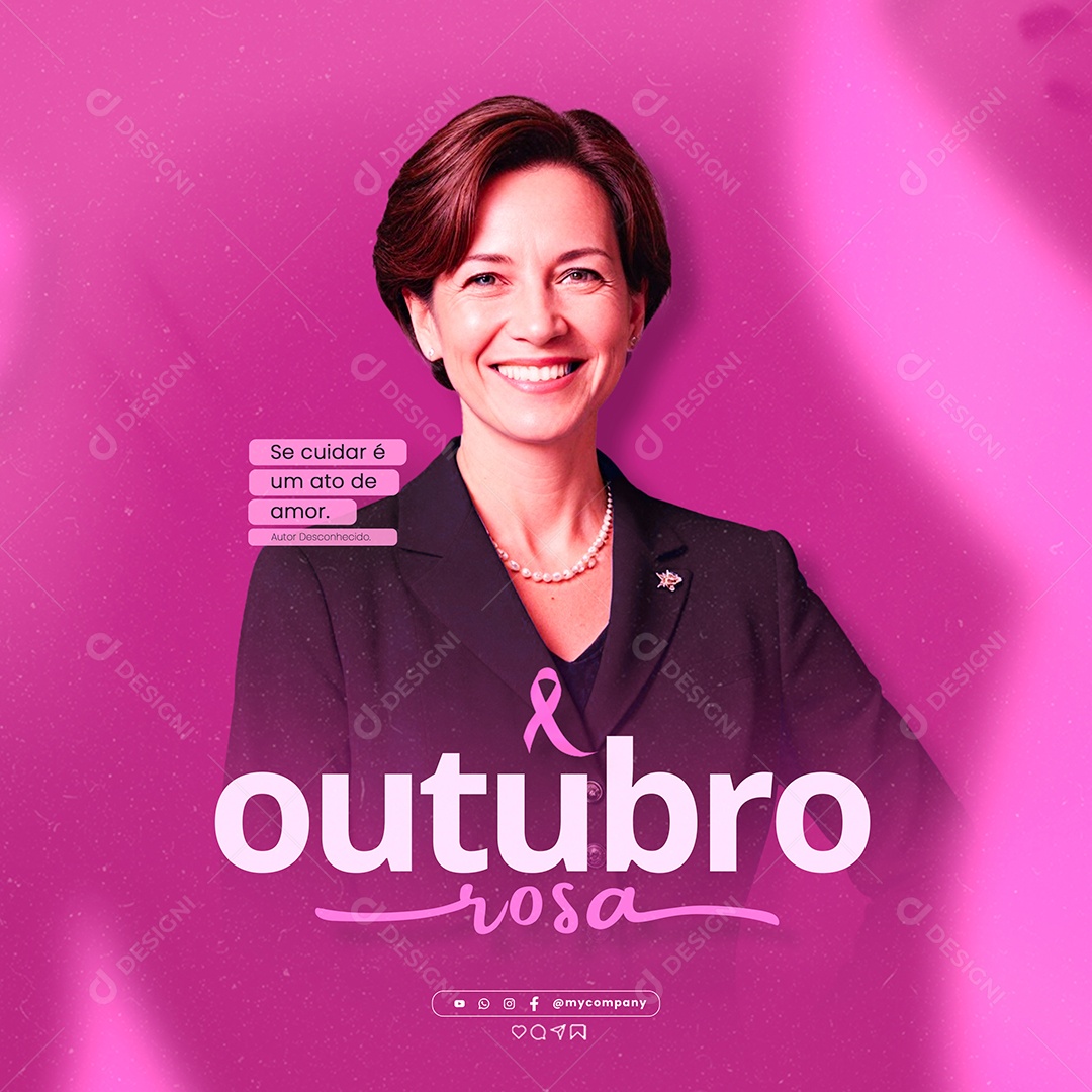 Feed Outubro Rosa Se Cuidar é um Ato de Amor Social Media PSD Editável