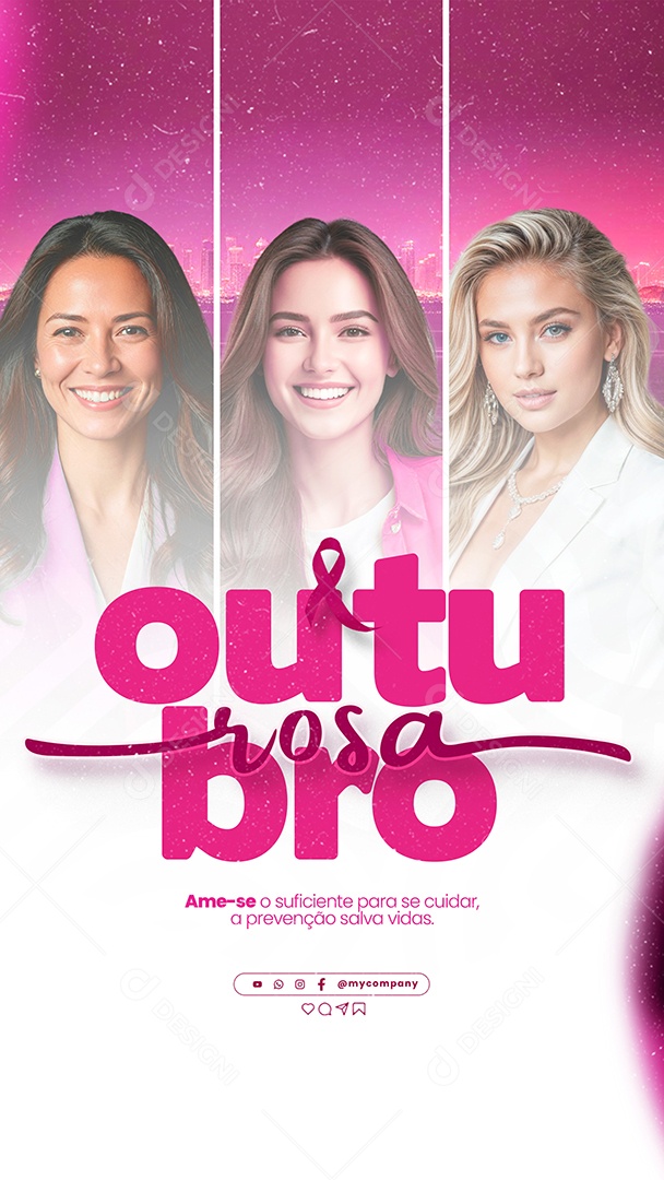 Story Outubro Rosa Ame-se o Suficiente para se Cuidar Social Media PSD Editável