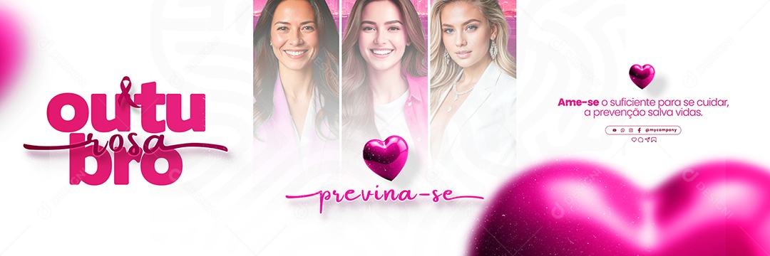 Carrossel Outubro Rosa Previna-se Social Mídia PSD Editável