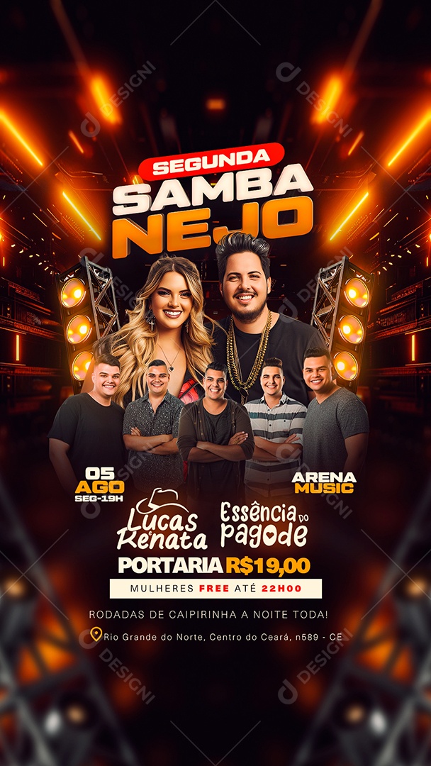 Flyer Story Segunda Sambanejo Artistas Social Media PSD Editável