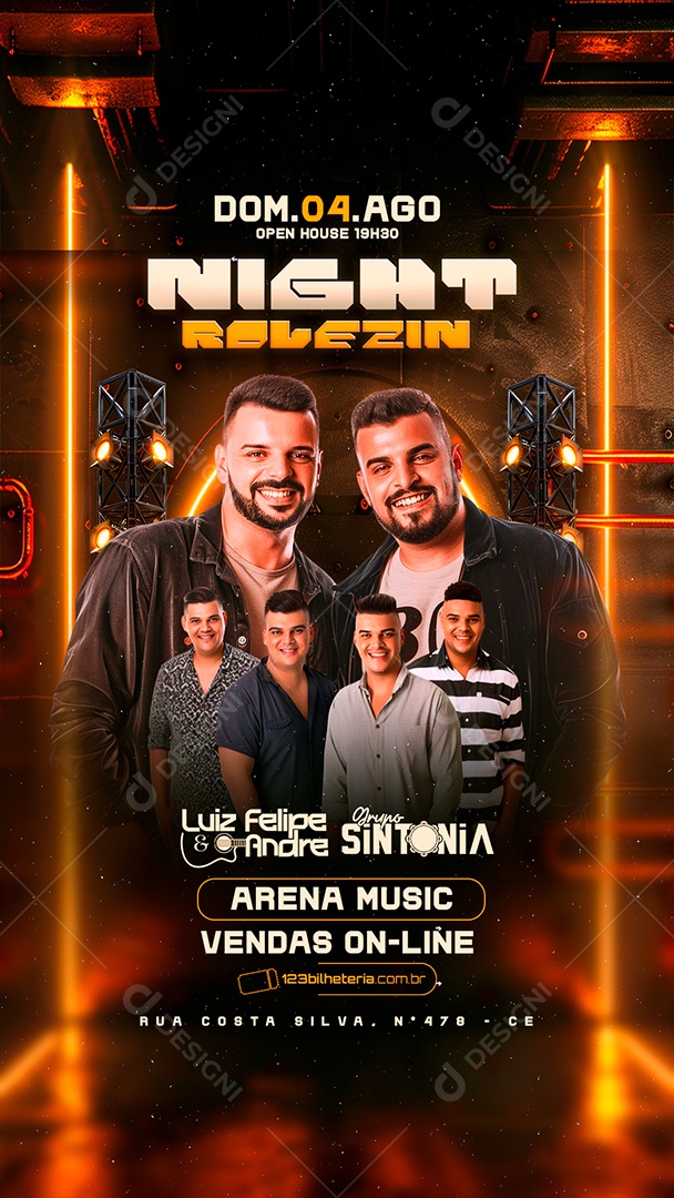 Flyer Story Night Rolezin Luiz Feleipe e André Grupo Sintonia Social Media PSD Editável