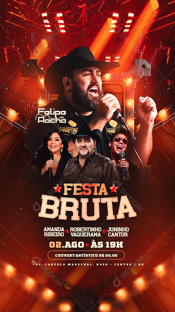 Flyer Story Festa Bruta Artistas Social Media PSD Editável
