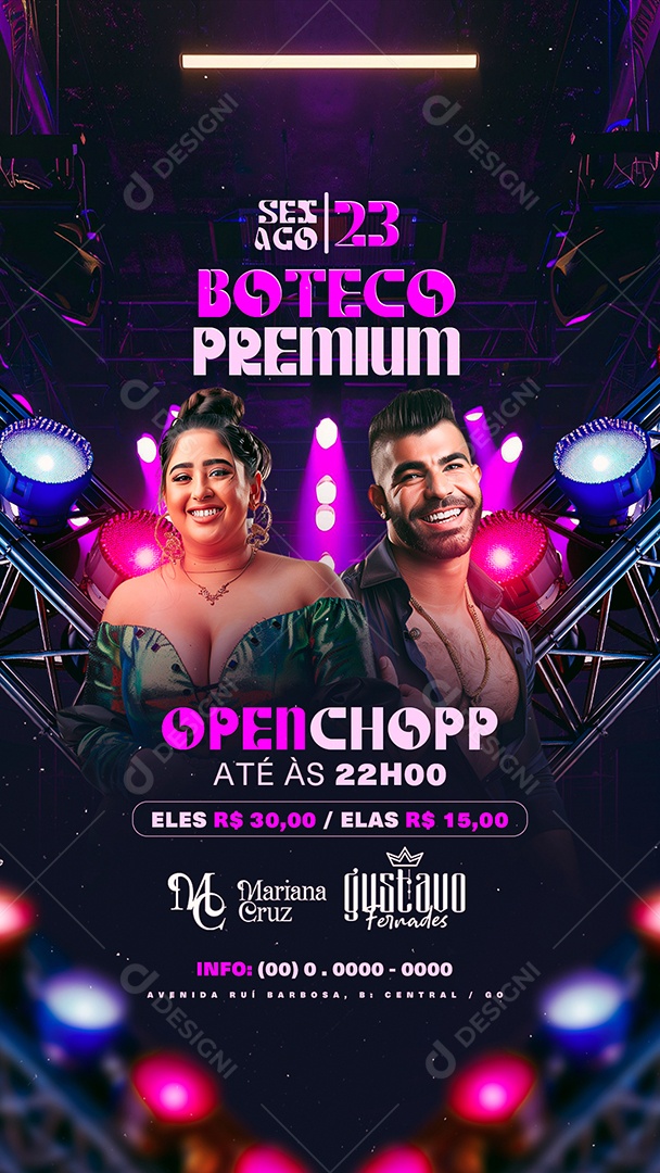 Flyer Story Boteco Premium Mariana Cruz Gustavo Fernades Social Media PSD Editável