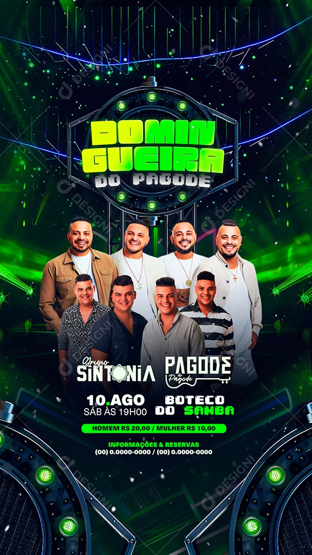 Flyer Story Domingueira do Pagode Boteco do Samba Artistas Social Media PSD Editável