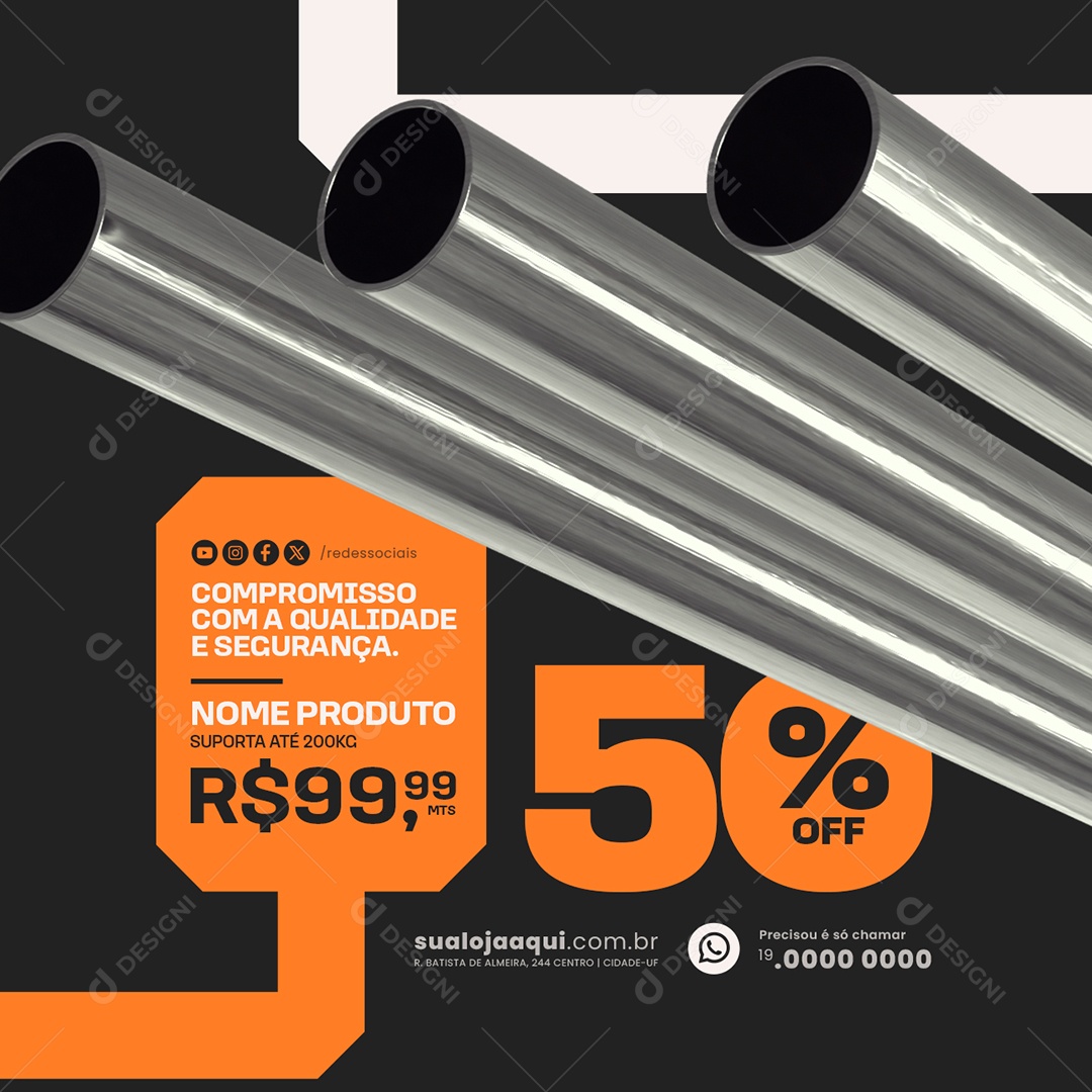 Compromisso com a Qualidade e Segurança Social Media PSD Editável