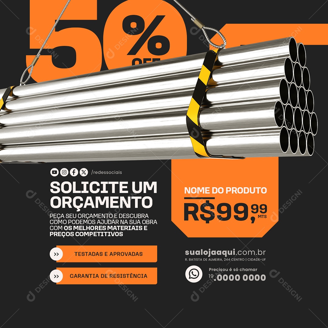 Solicite um Orçamento Social Media PSD Editável