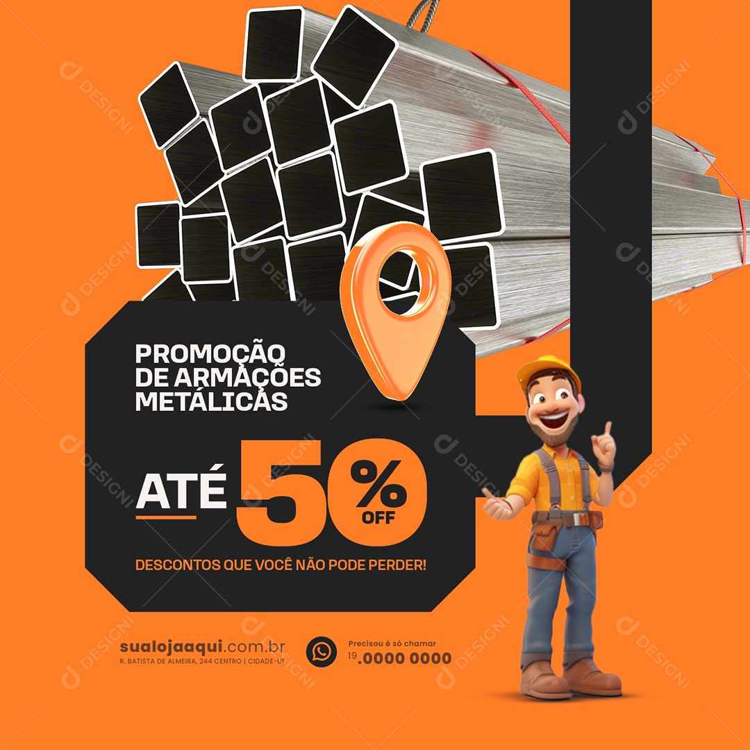 Promoção de Armações Metálicas Social Media PSD Editável