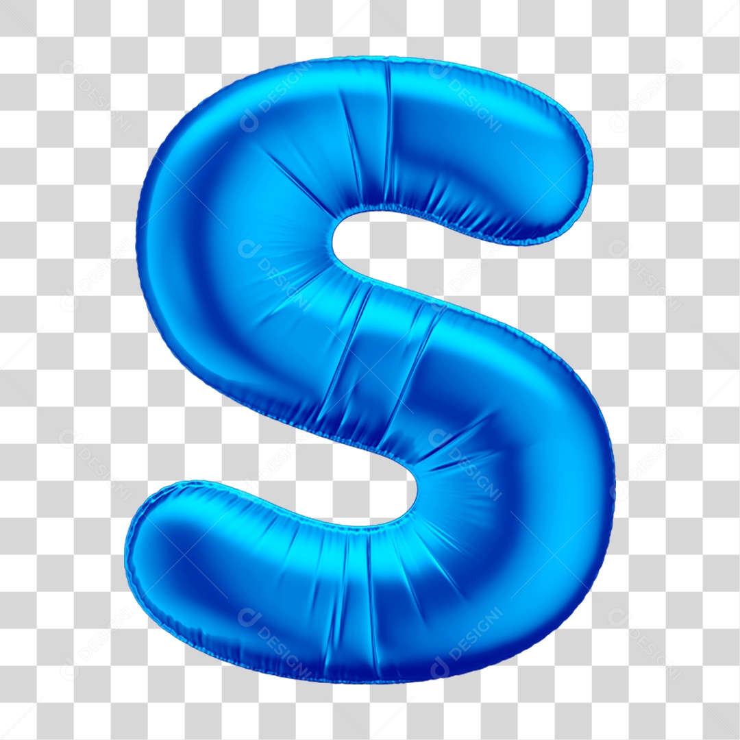Alfabeto Letra S Em 3D Formato de Balão Azul Dia dos Pais  Novembro Azul Menino Aniversário Fundo Transparente