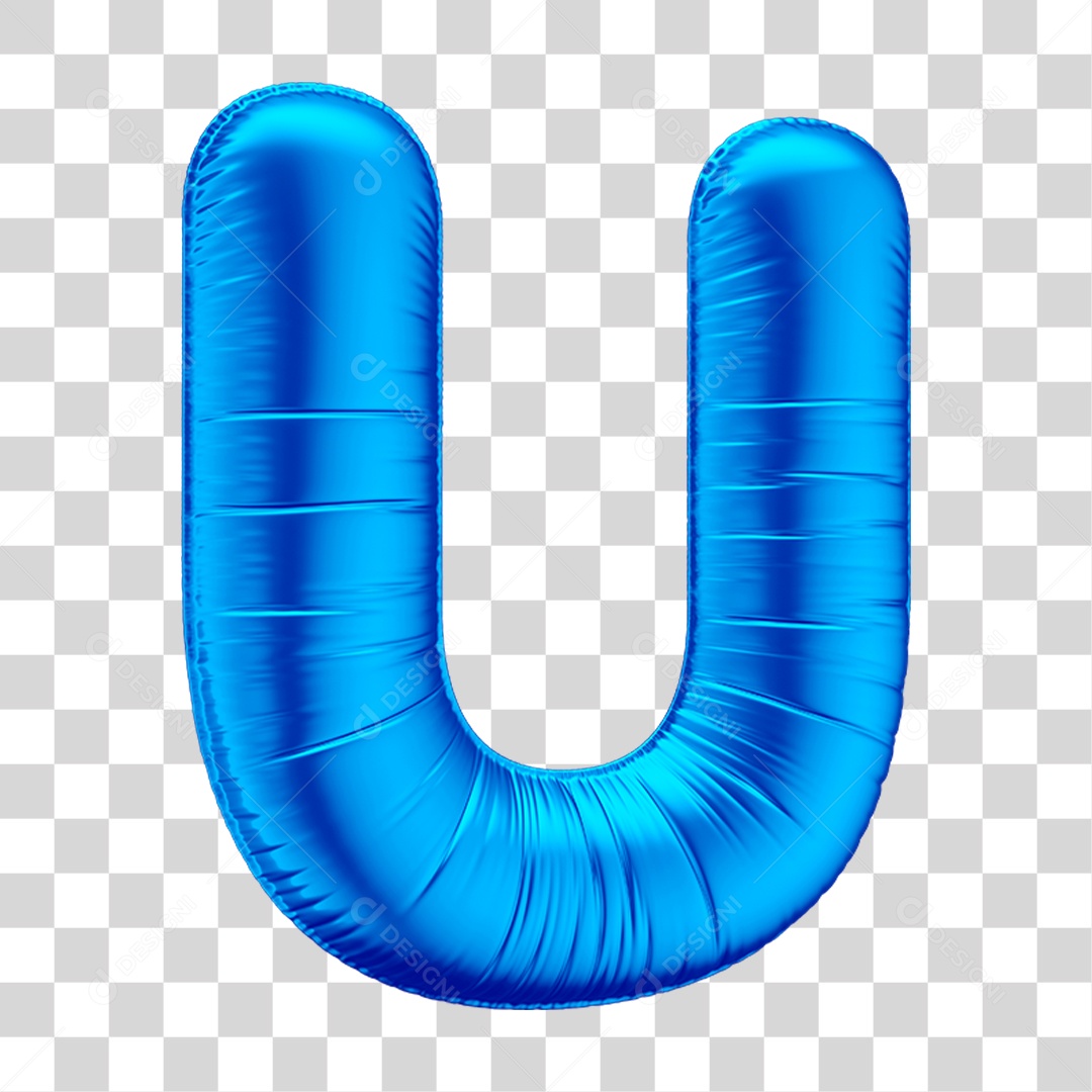 Alfabeto Letra U Em 3D Formato de Balão Azul Dia dos Pais  Novembro Azul Menino Aniversário Fundo Transparente