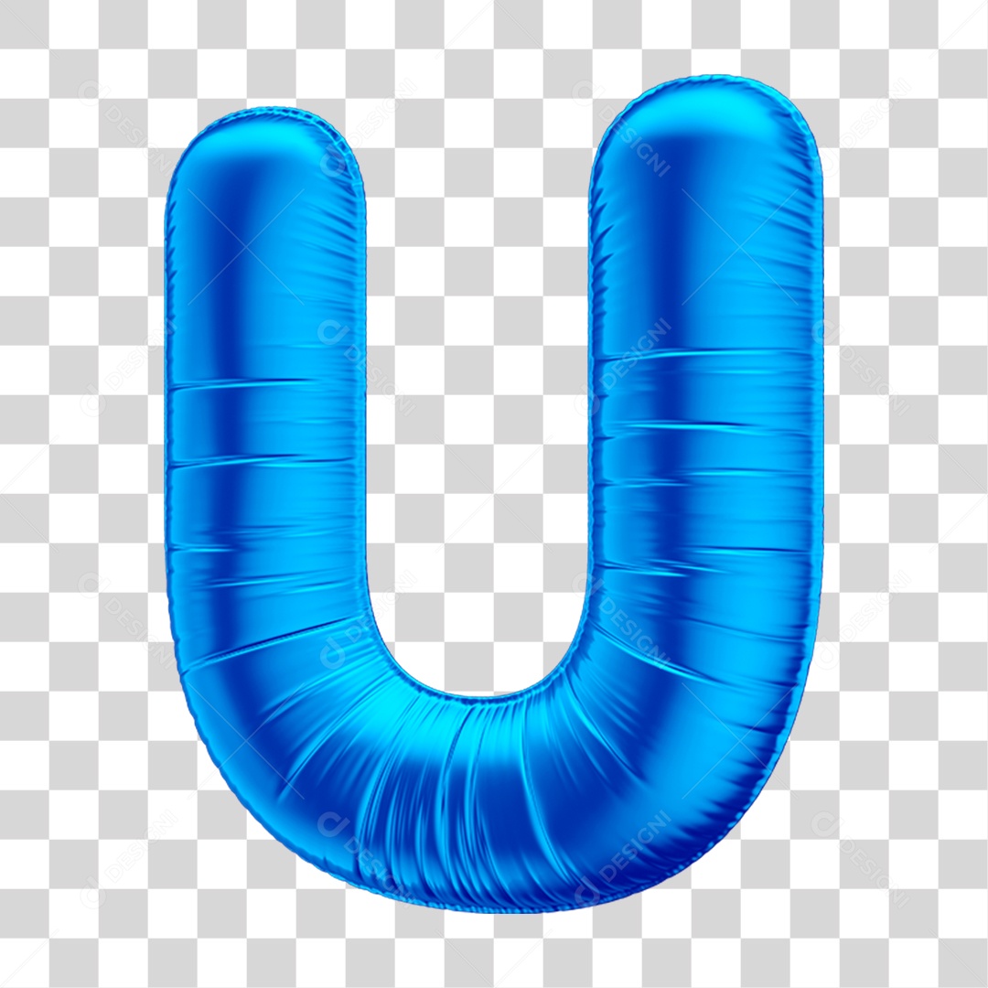 Alfabeto Letra U Em 3D Formato de Balão Azul Dia dos Pais  Novembro Azul Menino Aniversário Fundo Transparente