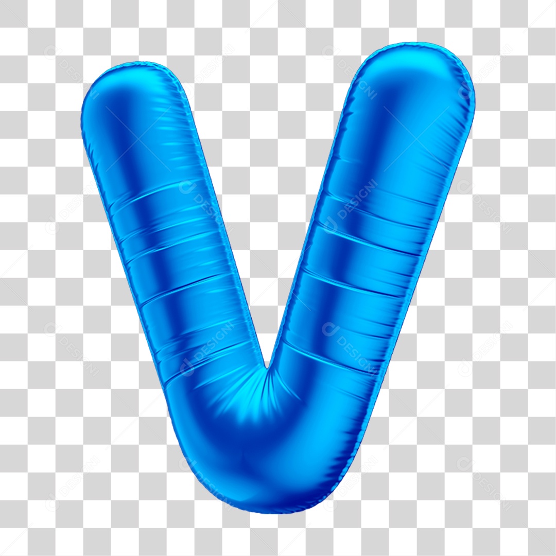Alfabeto Letra V Em 3D Formato de Balão Azul Dia dos Pais  Novembro Azul Menino Aniversário Fundo Transparente