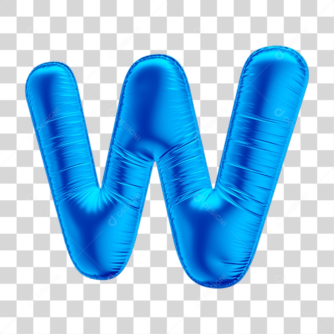 Alfabeto Letra W Em 3D Formato de Balão Azul Dia dos Pais  Novembro Azul Menino Aniversário Fundo Transparente