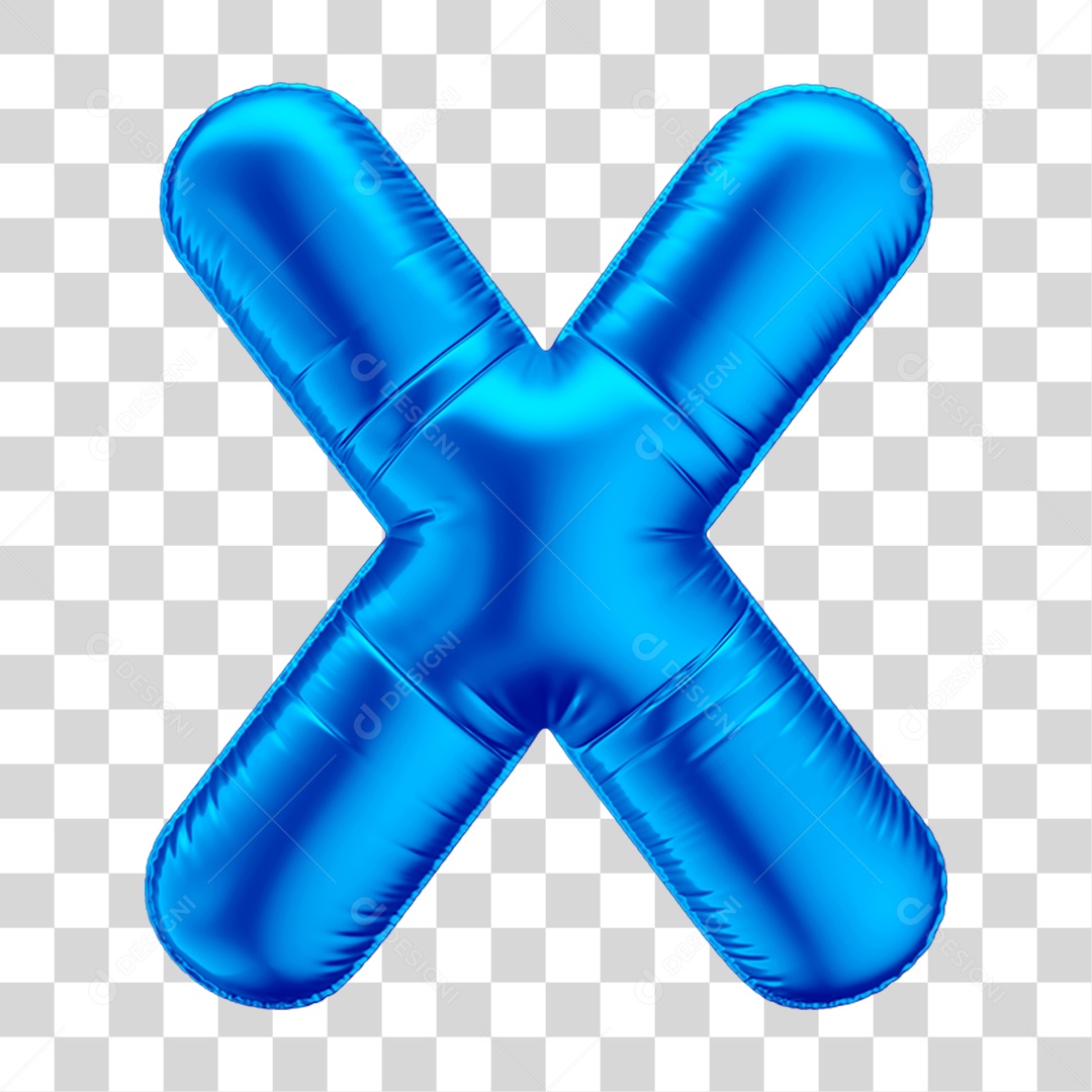 Alfabeto Letra X Em 3D Formato de Balão Azul Dia dos Pais  Novembro Azul Menino Aniversário Fundo Transparente
