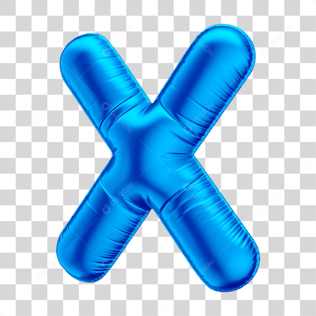 Alfabeto Letra X Em 3D Formato de Balão Azul Dia dos Pais Novembro Azul Menino Aniversário Fundo Transparente
