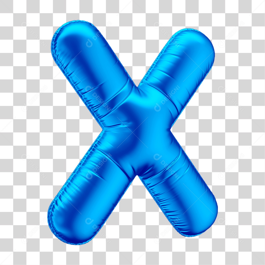 Alfabeto Letra X Em 3D Formato de Balão Azul Dia dos Pais  Novembro Azul Menino Aniversário Fundo Transparente