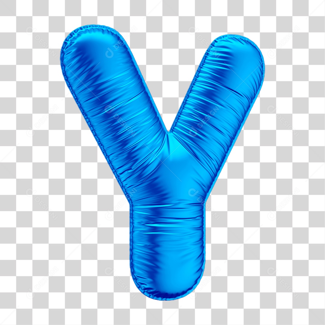 Alfabeto Letra Y Em 3D Formato de Balão Azul Dia dos Pais  Novembro Azul Menino Aniversário Fundo Transparente