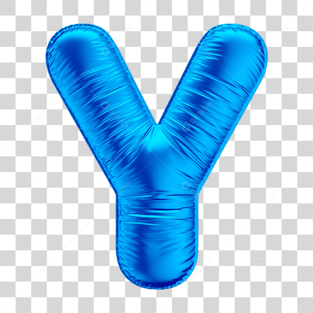 Alfabeto Letra Y Em 3D Formato de Balão Azul Dia dos Pais  Novembro Azul Menino Aniversário Fundo Transparente