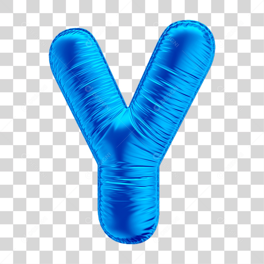 Alfabeto Letra Y Em 3D Formato de Balão Azul Dia dos Pais  Novembro Azul Menino Aniversário Fundo Transparente