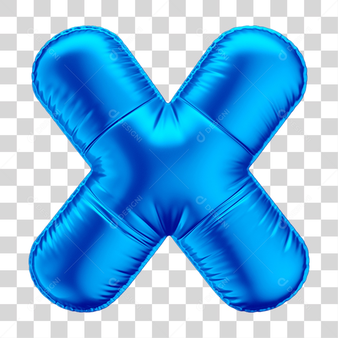 Alfabeto Letra X Em 3D Formato de Balão Azul Dia dos Pais Novembro Azul Menino Aniversário Fundo Transparente