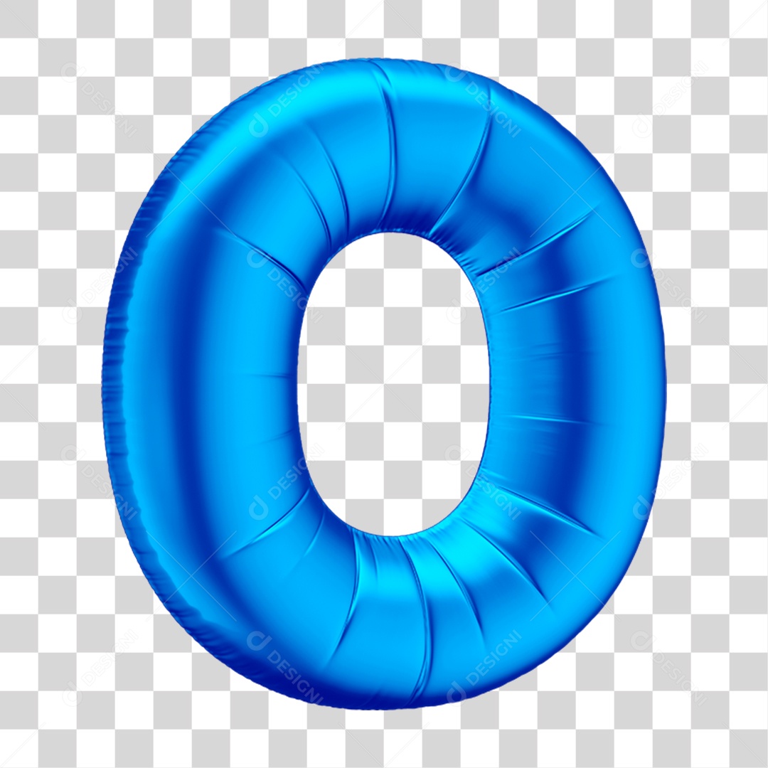 Número 0 Em 3D Formato de Balão Azul Dia dos Pais Novembro Azul Menino Aniversário Fundo Transparente