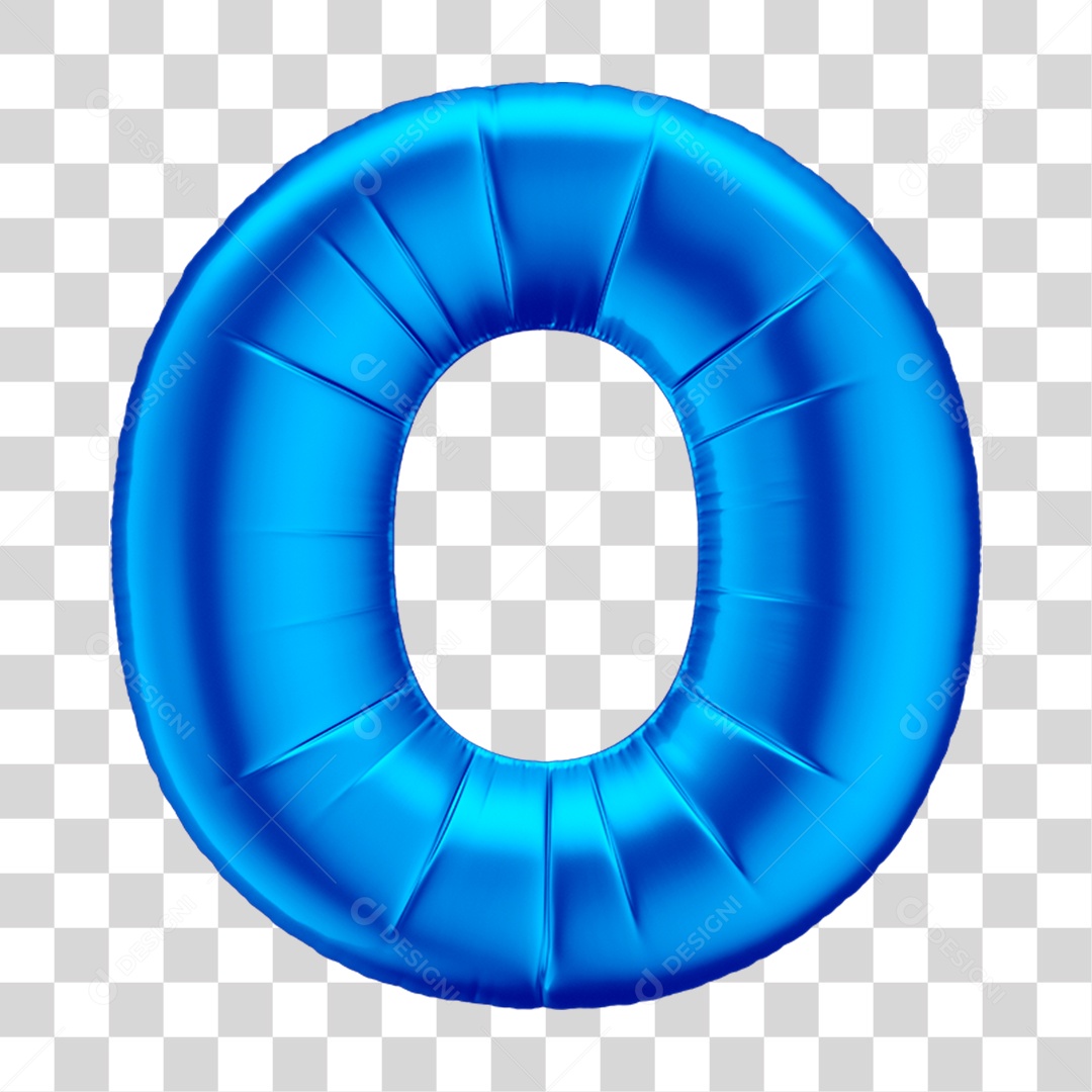 Número 0 Em 3D Formato de Balão Azul Dia dos Pais Novembro Azul Menino Aniversário Fundo Transparente