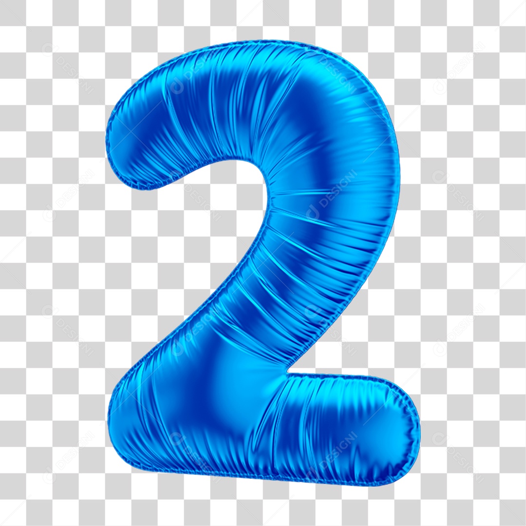 Número 2 Em 3D Formato de Balão Azul Dia dos Pais Novembro Azul Menino Aniversário Fundo Transparente