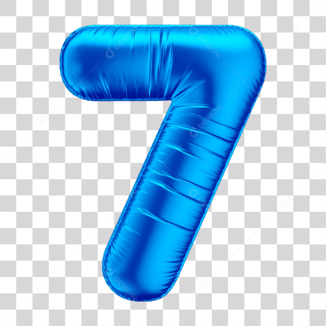 Número 7 Em 3D Formato de Balão Azul Dia dos Pais Novembro Azul Menino Aniversário Fundo Transparente