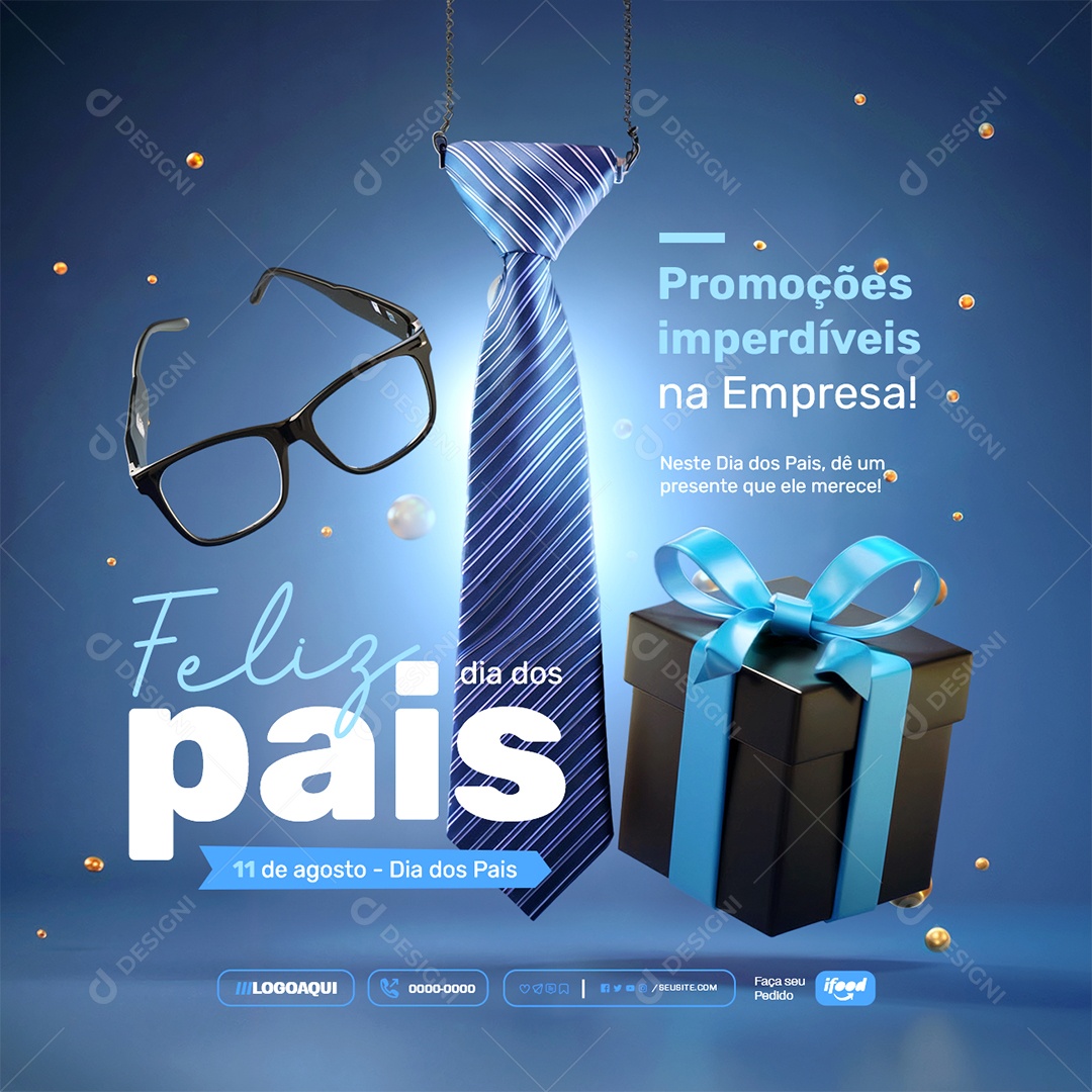 Dia Dos Pais 11 de Agosto Promoções Imperdíveis na Empresa Social Media PSD Editável