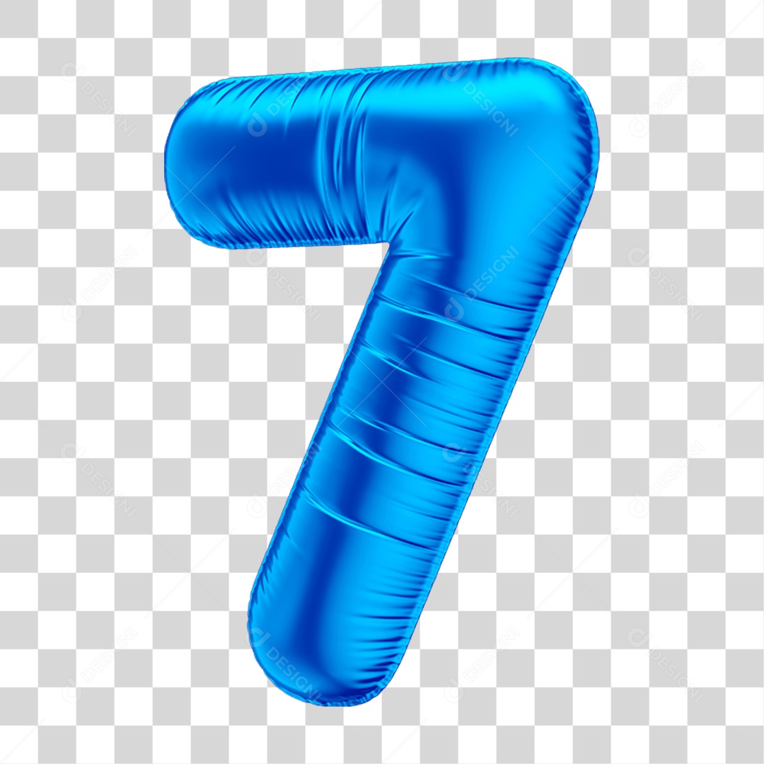 Número 7 Em 3D Formato de Balão Azul Dia dos Pais Novembro Azul Menino Aniversário Fundo Transparente