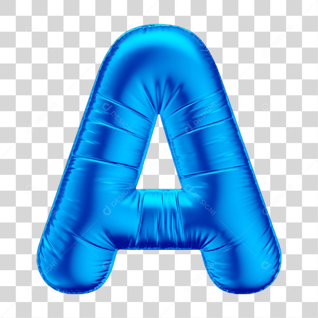 Alfabeto Letra A Em 3D Formato de Balão Azul Dia dos Pais  Novembro Azul Menino Aniversário Fundo Transparente