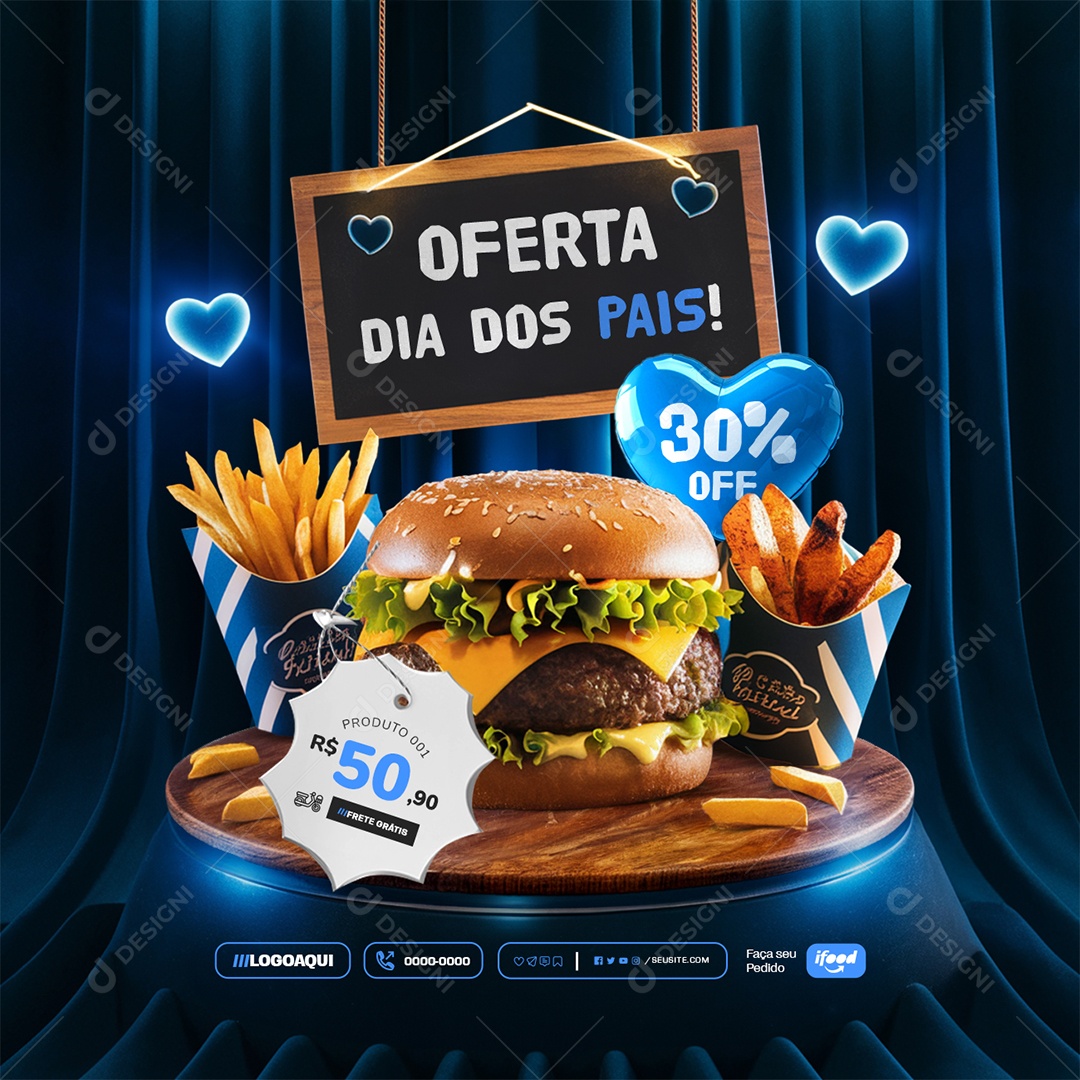 Oferta Dia dos Pais Descontos Social Media PSD Editável