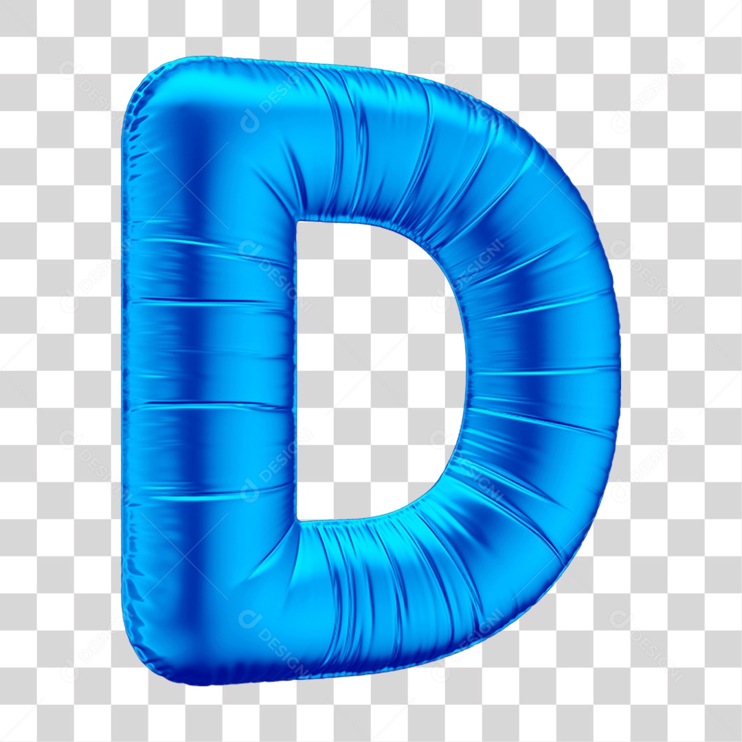 Alfabeto Letra D Em 3D Formato de Balão Azul Dia dos Pais Novembro Azul Menino Aniversário Fundo Transparente