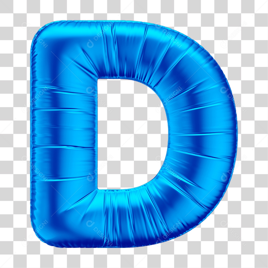 Alfabeto Letra D Em 3D Formato de Balão Azul Dia dos Pais Novembro Azul Menino Aniversário Fundo Transparente