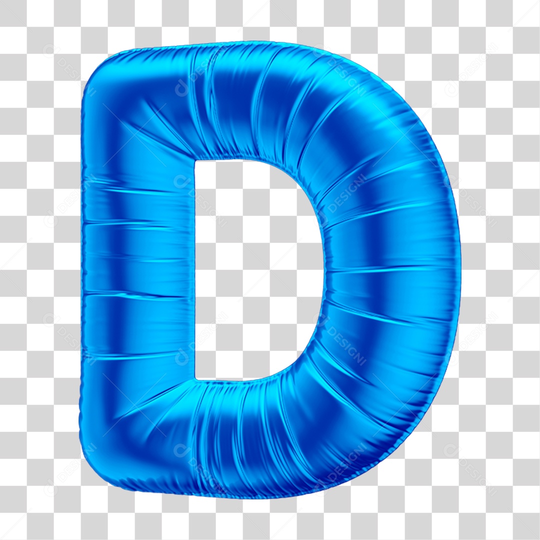 Alfabeto Letra D Em 3D Formato de Balão Azul Dia dos Pais Novembro Azul Menino Aniversário Fundo Transparente