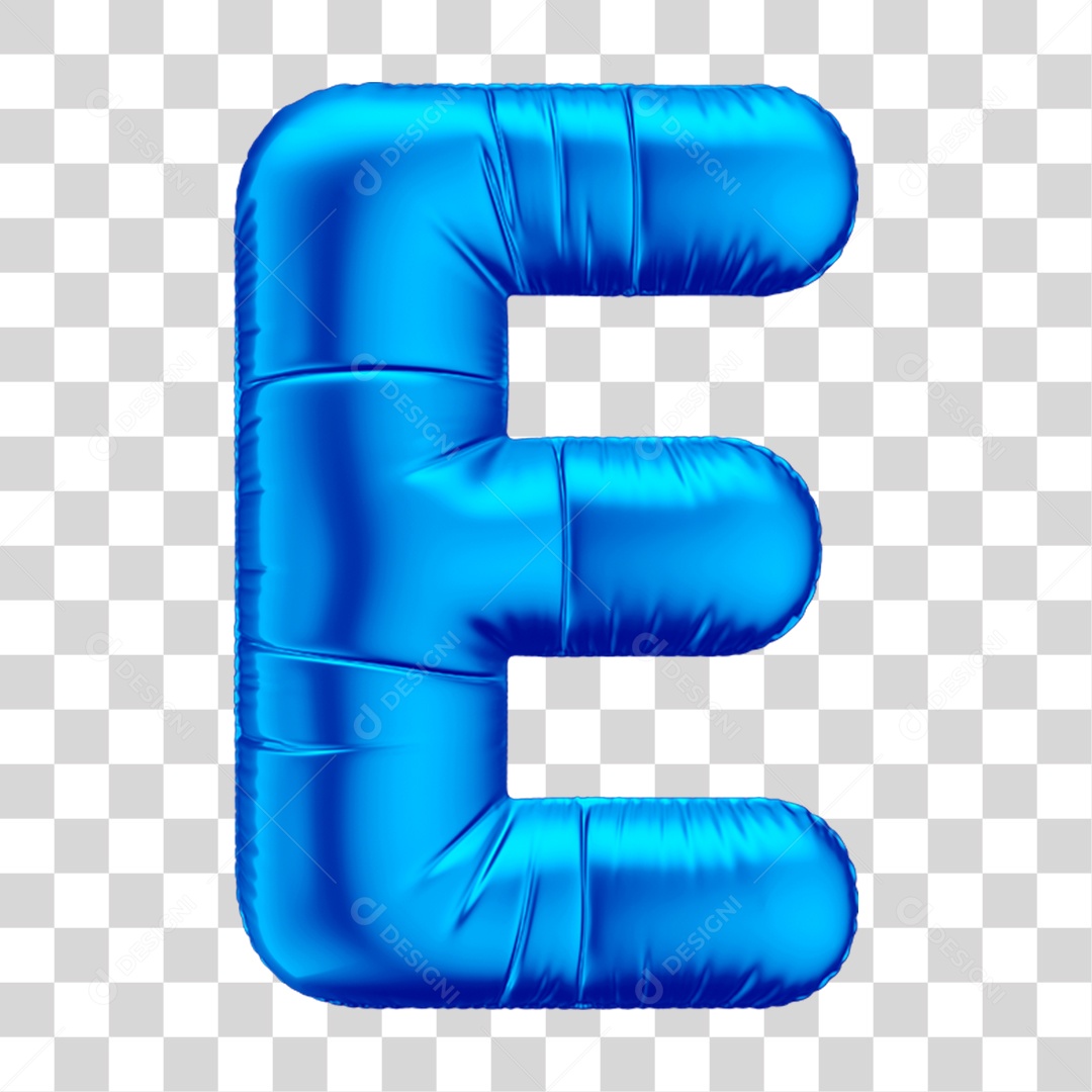 Alfabeto Letra E Em 3D Formato de Balão Azul Dia dos Pais Novembro Azul Menino Aniversário Fundo Transparente