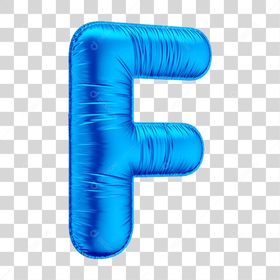 Alfabeto Letra F Em 3D Formato de Balão Azul Dia dos Pais Novembro Azul Menino Aniversário Fundo Transparente