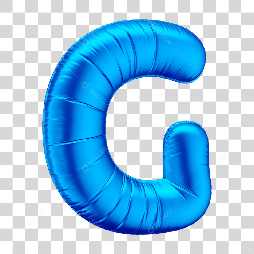 Alfabeto Letra G Em 3D Formato de Balão Azul Dia dos Pais Novembro Azul Menino Aniversário Fundo Transparente