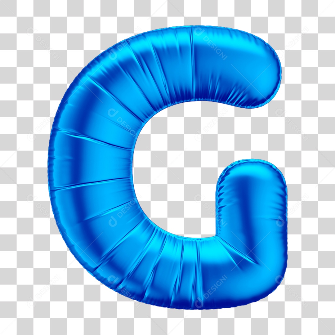 Alfabeto Letra G Em 3D Formato de Balão Azul Dia dos Pais Novembro Azul Menino Aniversário Fundo Transparente