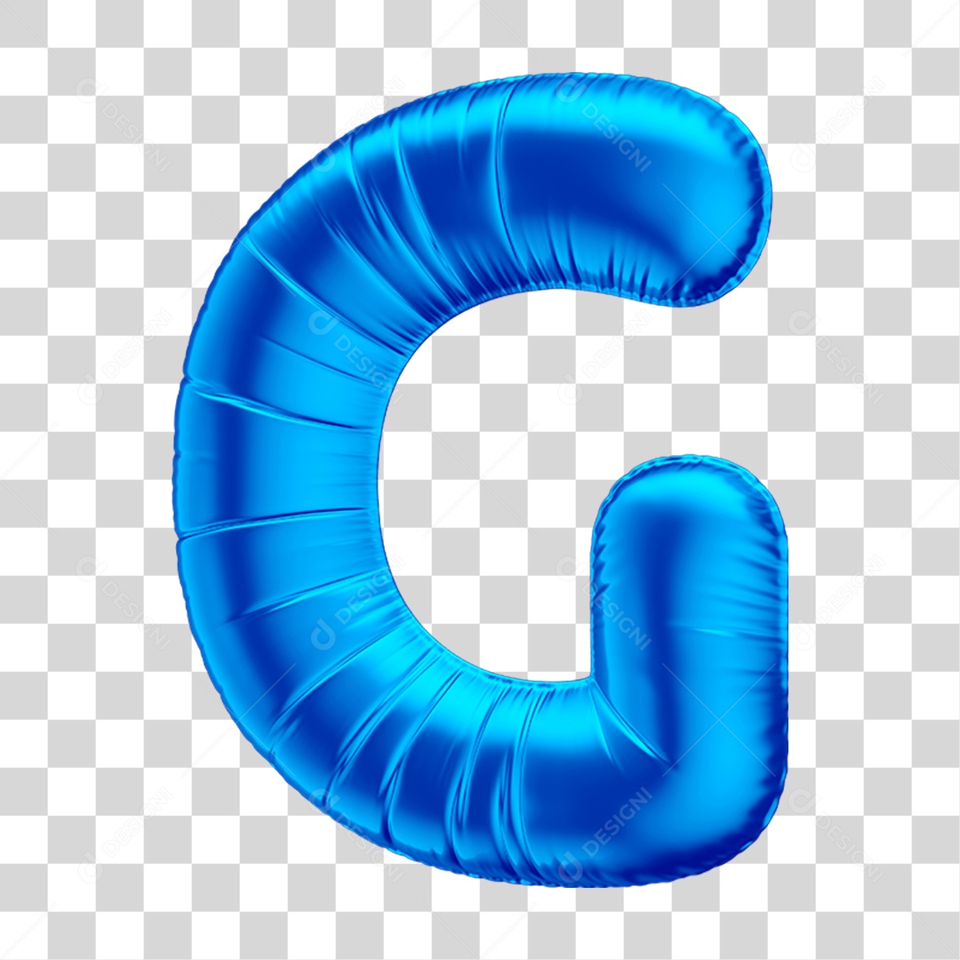 Alfabeto Letra G Em 3D Formato de Balão Azul Dia dos Pais Novembro Azul Menino Aniversário Fundo Transparente